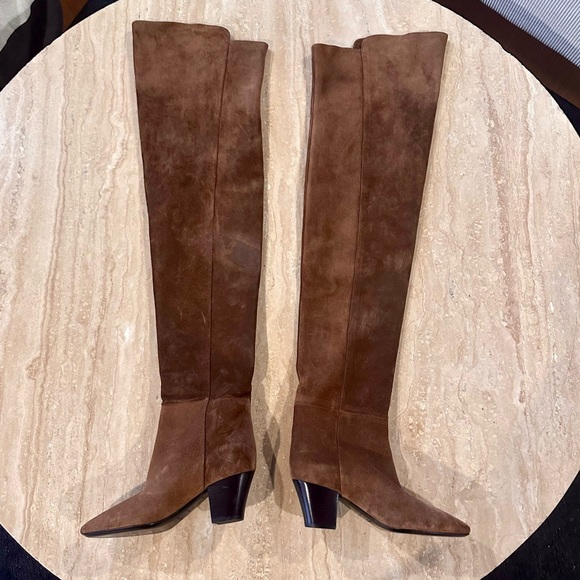 Saint Laurent Sun Land Over-The-Knee Suede Boots - Picture 7 of 11